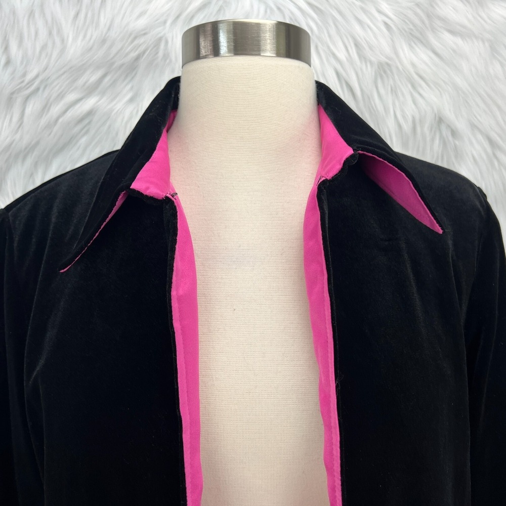 Ronni Nicole Ouida VTG Y2K‎ Black Velvet S Pink Lined Dressy Shirt Jacket Party - Picture 10 of 16